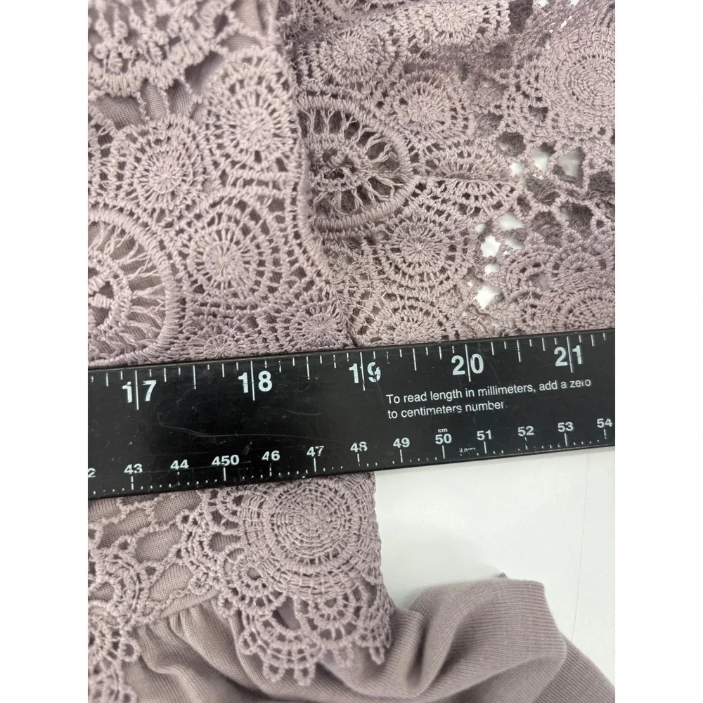 Lace Yoke Peplum Blouse - Dusty Mauve - Picture 4 of 6